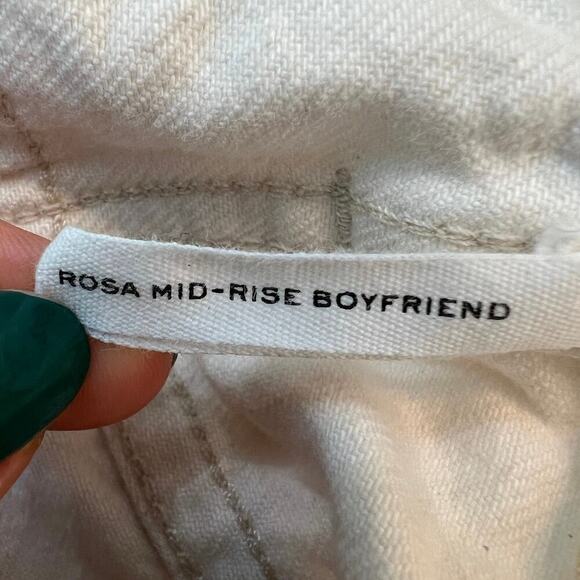 Rag & Bone White Rosa Mid Rise Boyfriend Fit Jeans Destroyed Knees size 26 waist - Picture 11 of 16